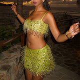 Boogzel Apparel Y2K Sequin Bra Top + Mini Skirt Co-Ord, view 3