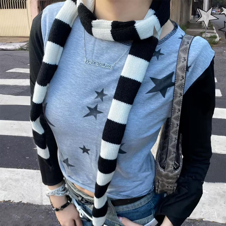 Boogzel Apparel Y2K Skinny Striped Scarf