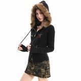 Boogzel Apparel Y2K Star Fur Trim Zip Hoodie, view 6