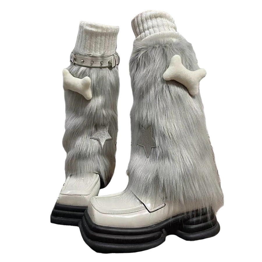 Boogzel Apparel Y2K Star Fuzzy Leg Warmers
