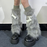 Boogzel Apparel Y2K Star Fuzzy Leg Warmers, view 5
