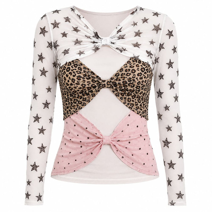 Boogzel Apparel Y2K Star Mesh Long Sleeve Top
