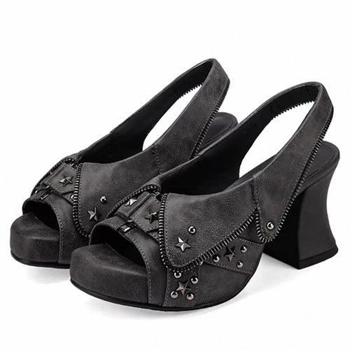 Boogzel Apparel Y2K Star Stud Platform Heel Sandals