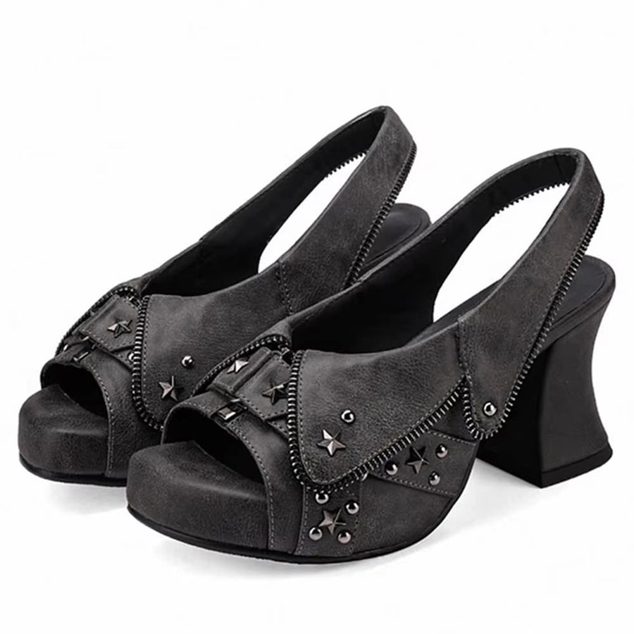 Boogzel Apparel Y2K Star Stud Platform Heel Sandals