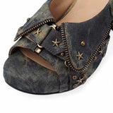 Boogzel Apparel Y2K Star Stud Platform Heel Sandals, view 6