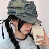 Boogzel Apparel Y2K Stars Denim Baker Boy Cap, view 4