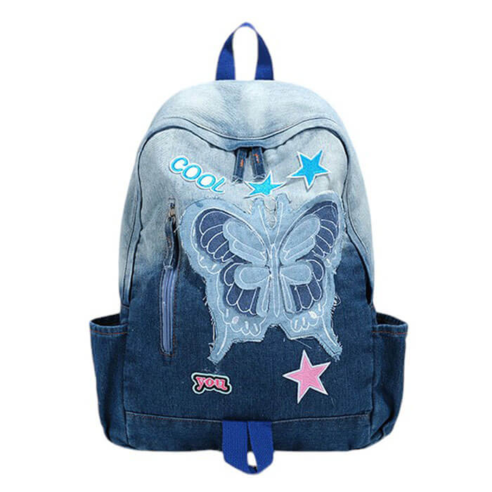 Boogzel Apparel Y2K Style Butterfly Denim Backpack