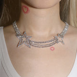 Boogzel Apparel Y2K Style Crystal Star Necklace, view 3