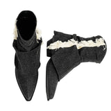 Boogzel Apparel Y2K Style Distressed Black Denim Boots, view 2