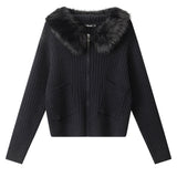 Boogzel Apparel Y2K Style Fur Trim Zip Hoodie, view 3