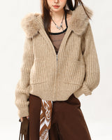 Boogzel Apparel Y2K Style Fur Trim Zip Hoodie, view 4