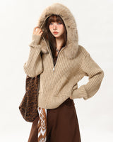 Boogzel Apparel Y2K Style Fur Trim Zip Hoodie, view 5