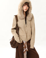 Boogzel Apparel Y2K Style Fur Trim Zip Hoodie, view 6