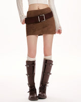Boogzel Apparel Y2K Suede Belted Mini Skirt, view 3
