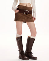 Boogzel Apparel Y2K Suede Belted Mini Skirt, view 4