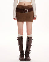 Boogzel Apparel Y2K Suede Belted Mini Skirt, view 5