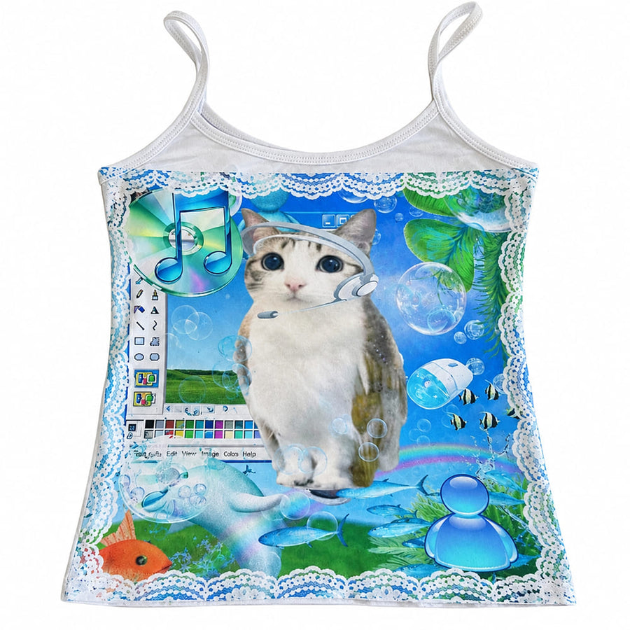 Boogzel Apparel Y2K Webcore Kitty Tank Top