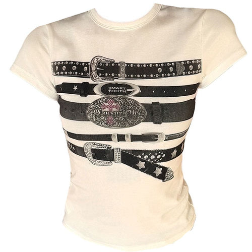 Boogzel Apparel Y2K Western Belt Print Tee