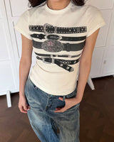Boogzel Apparel Y2K Western Belt Print Tee, view 2