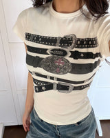 Boogzel Apparel Y2K Western Belt Print Tee, view 3