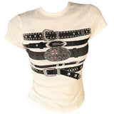 Boogzel Apparel Y2K Western Belt Print Tee, view 5