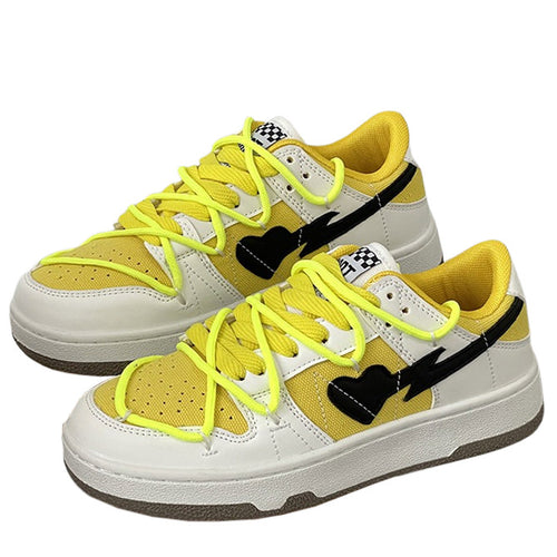 Boogzel Apparel Yellow & Black Heart Aesthetic Sneakers