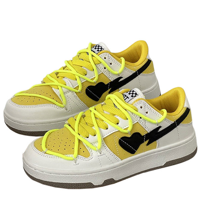 Boogzel Apparel Yellow & Black Heart Aesthetic Sneakers