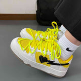 Boogzel Apparel Yellow & Black Heart Aesthetic Sneakers, view 3