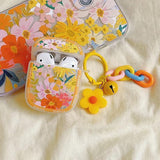 Boogzel Apparel Yellow Blooming Flowers AirPods Case, view 3