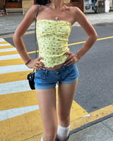 Boogzel Apparel Yellow Cottagecore Floral Tube Top, view 5