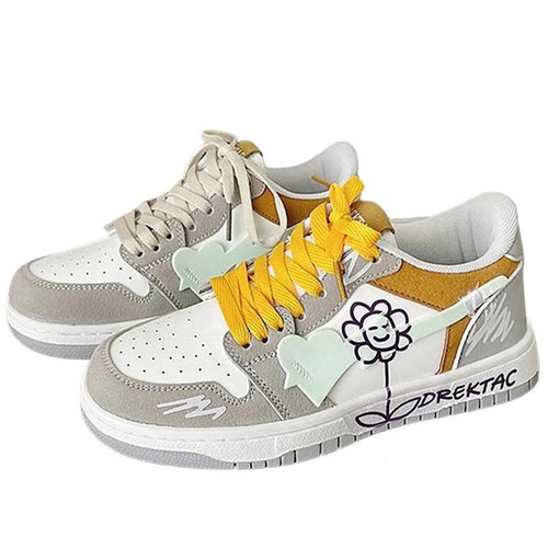 Boogzel Apparel Yellow & Grey Flower Sneakers
