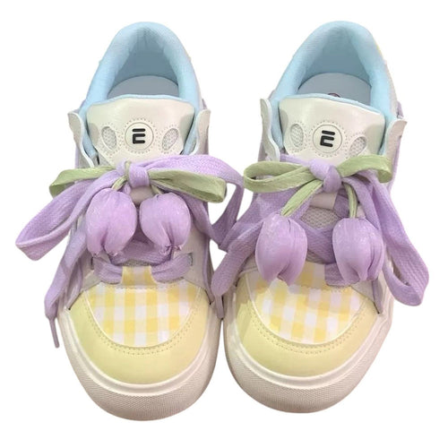 Boogzel Apparel Yellow Tulip Aesthetic Sneakers