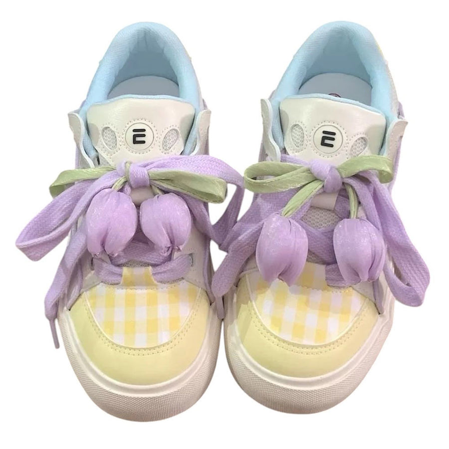 Boogzel Apparel Yellow Tulip Aesthetic Sneakers