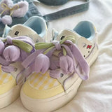 Boogzel Apparel Yellow Tulip Aesthetic Sneakers, view 2