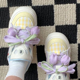 Boogzel Apparel Yellow Tulip Aesthetic Sneakers, view 5