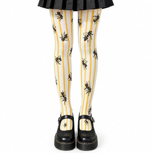 Boogzel Apparel Yellow White Striped Bee Tights