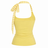 Boogzel Apparel Yellow Y2K Rhinestone Palm Tree Top, view 2
