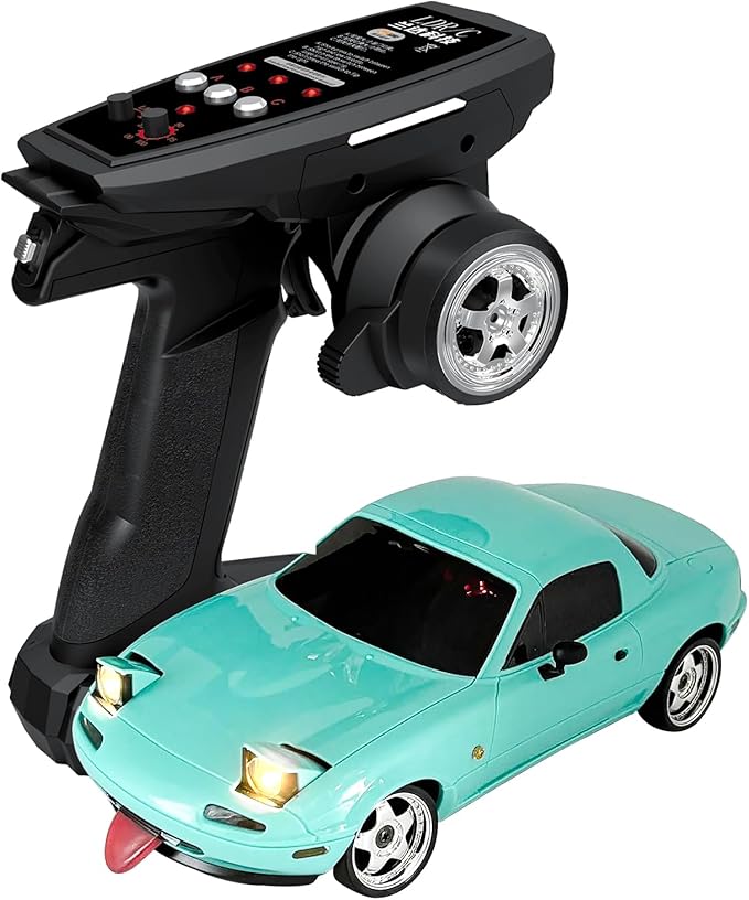 Buddy RC Teal 1/18 RC Drift Car, LD1804 Mini Mazda MX-5 Remote Control High Speed Drifting Car RTF, 2.4GHz RWD Miata RC Vehicles with Gyro LED Lights