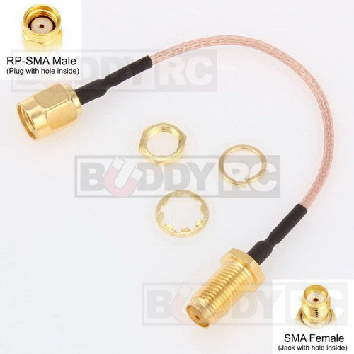 Buddy RC 10CM RP-SMA Male to SMA Female Cable