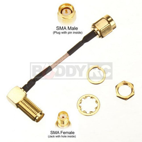 Buddy RC 5CM SMA Male to 90 Degree SMA Female Cable