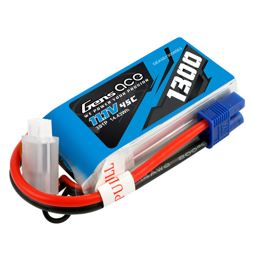 Buddy RC Gens Ace 1300mAh 45C 11.1V 3S1P Lipo Battery Pack With EC3 Plug For RC Plane