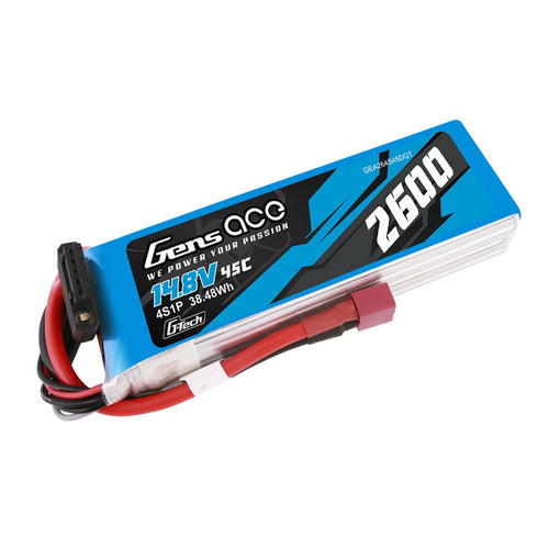 Buddy RC Gens Ace 2600mAh 45C 4S 14.8V G-Tech Lipo Battery Pack With Deans Plug