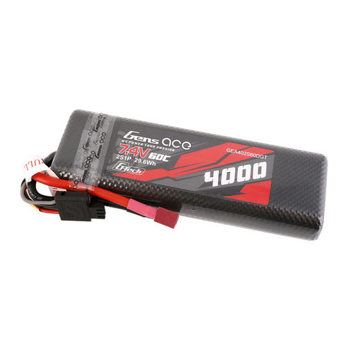 Buddy RC Gens Ace G-Tech 4000mAh 7.4V 60C 2S1P HardCase Lipo Battery Pack 8# With Deans Plug