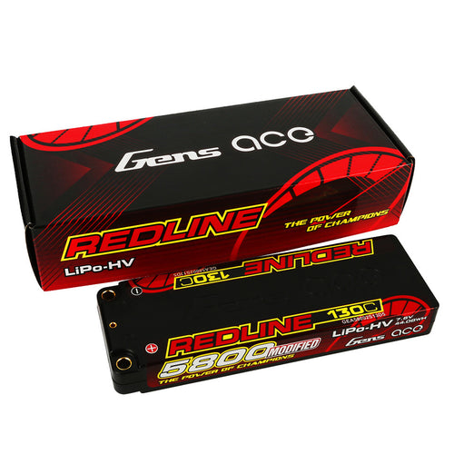 Buddy RC Gens Ace Redline Series 5800mAh 7.6V 130C 2S1P HardCase 56# HV Lipo Battery With 5.0mm Bullet