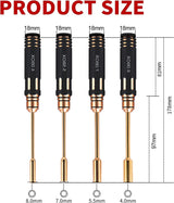Buddy RC Hex Nut Screw Driver Set Titanium Nitride Coated 4pcs Tools Kit 4.0mm 5.5mm 7.0mm 8.0mm, view 2