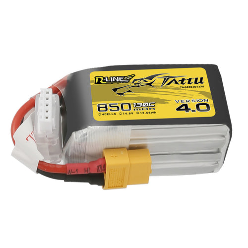 Buddy RC Tattu R-Line Version 4.0 850mAh 14.8V 130C 4S1P Lipo Battery Pack With XT60 Plug