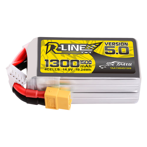 Buddy RC Tattu R-Line Version 5.0 1300mAh 4S 14.8V 150C Lipo Battery Pack With XT60 Plug