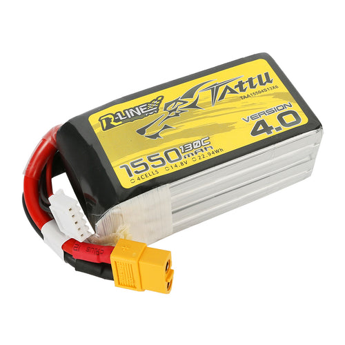 Buddy RC Tattu R-Line Version 4.0 1550mAh 14.8V 130C 4S1P Lipo Battery Pack With XT60 Plug