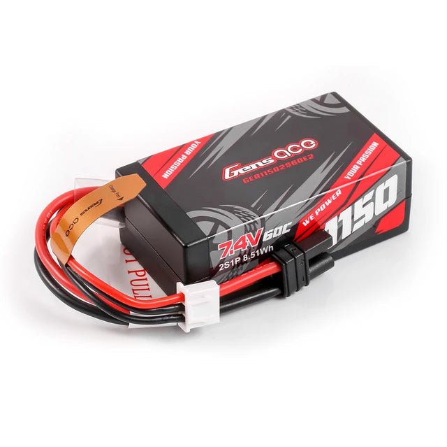 Buddy RC Gens ace 1150mAh 2S 60C 7.4V HardCase Lipo Battery with IEC2 Plug