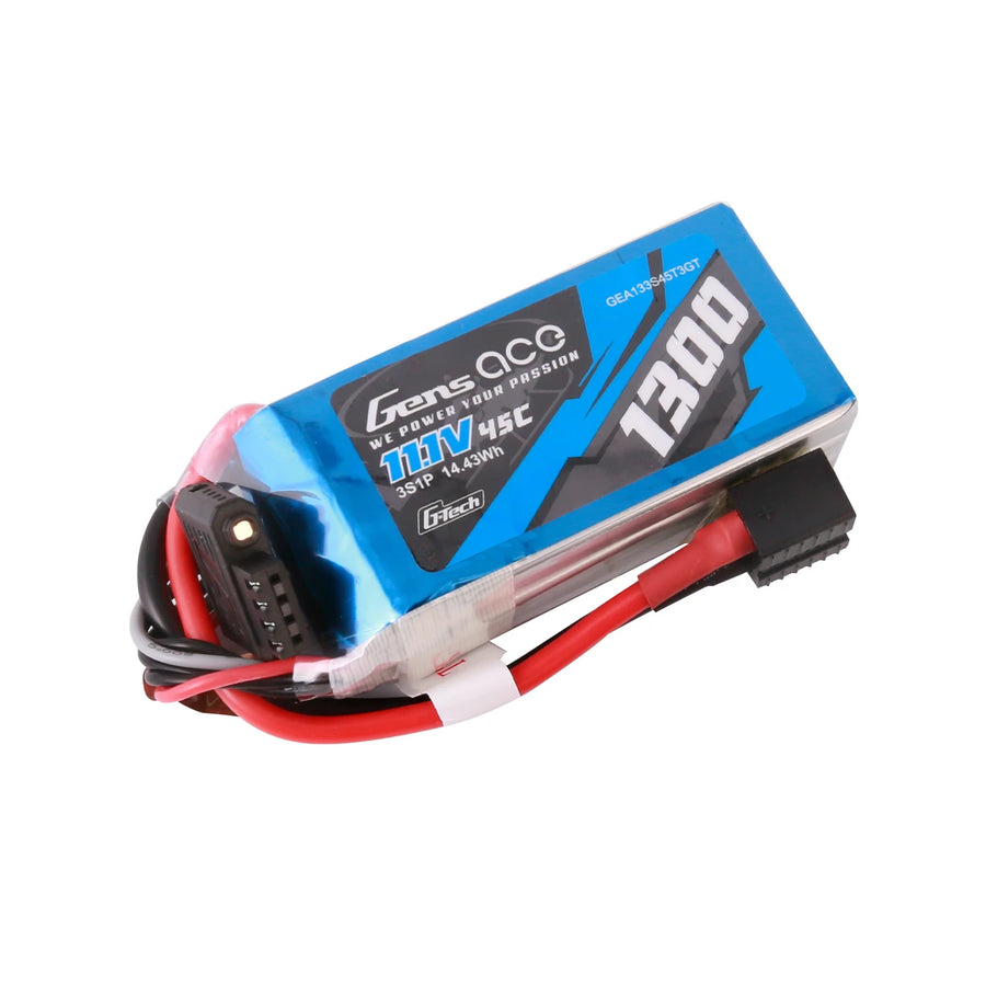 Buddy RC Gens ace 1300mAh 3S 45C 11.1V G-Tech Lipo Battery Pack with EC3 and Deans adapter